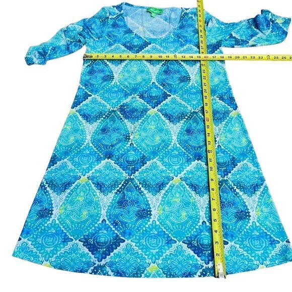 Pappagallo Blue Tile Print Long Sleeve Pullover Dress Sz M NWOT - Picture 10 of 13